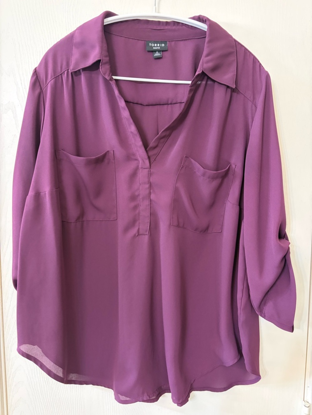 torrid Plum V-Neck Pocket Blouse